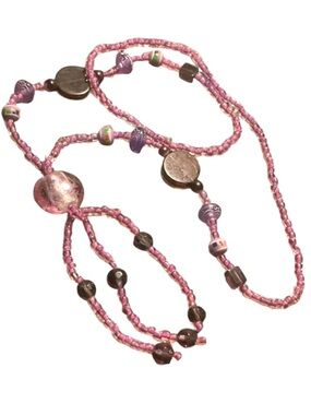 Vintage Glass Bead Tassel Necklace